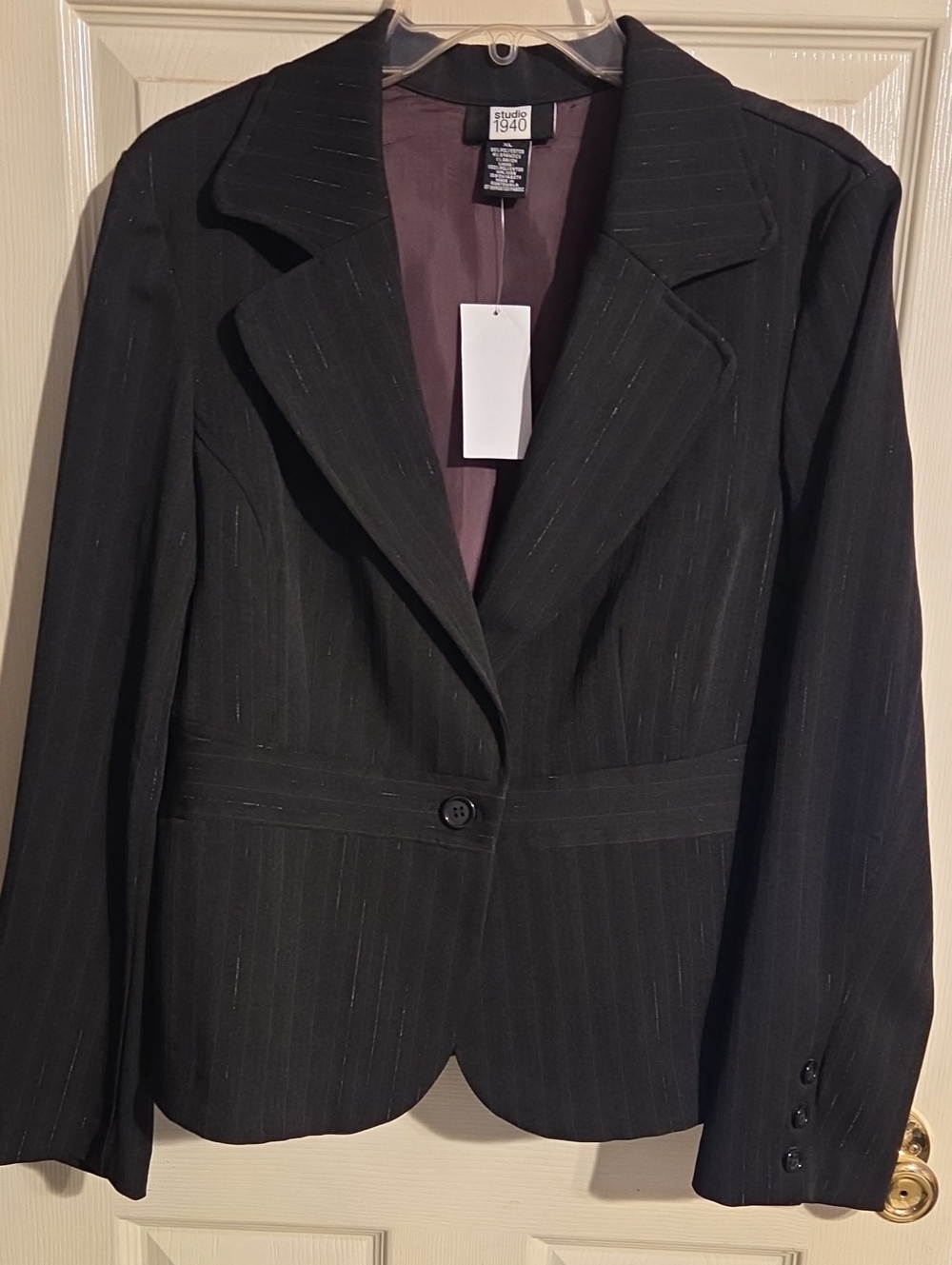 Studio 1940 Black Pinstripe Tailored Women's Blazer